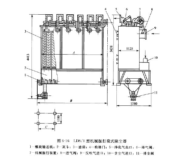 DLMC型組合式脈沖噴吹扁袋式除塵器基本參數